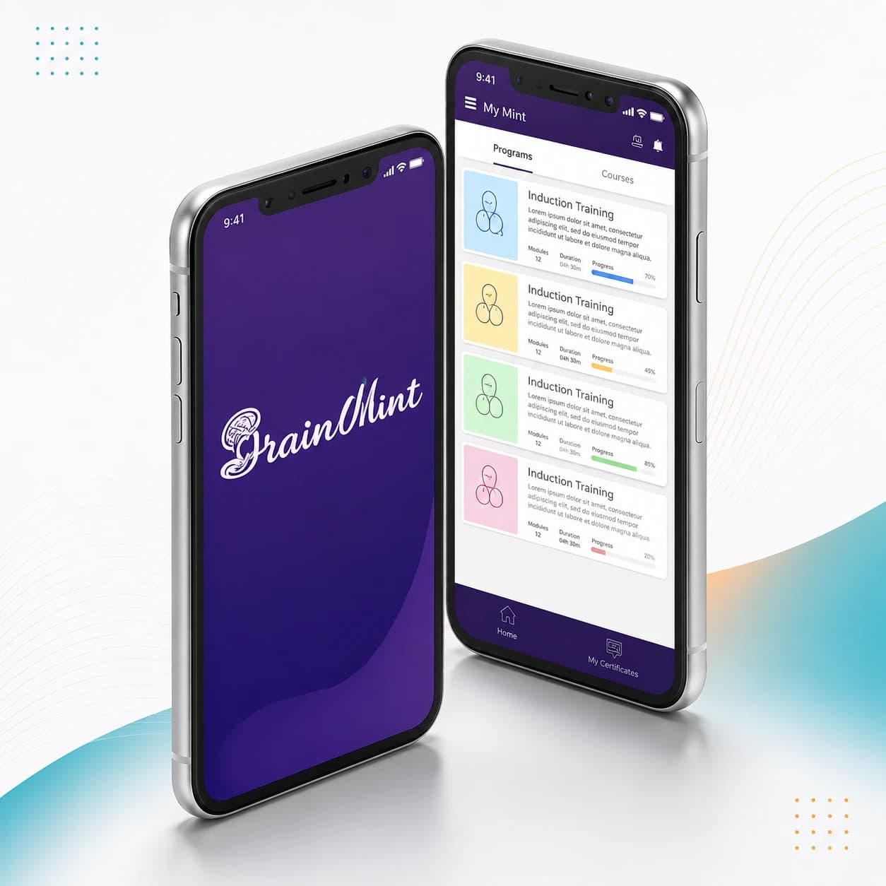 Brand-themed, bite-sized programmes. — Brainmint app screen